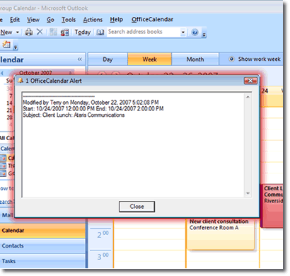 modified appointment prompt within outlook by OfficeCalendar