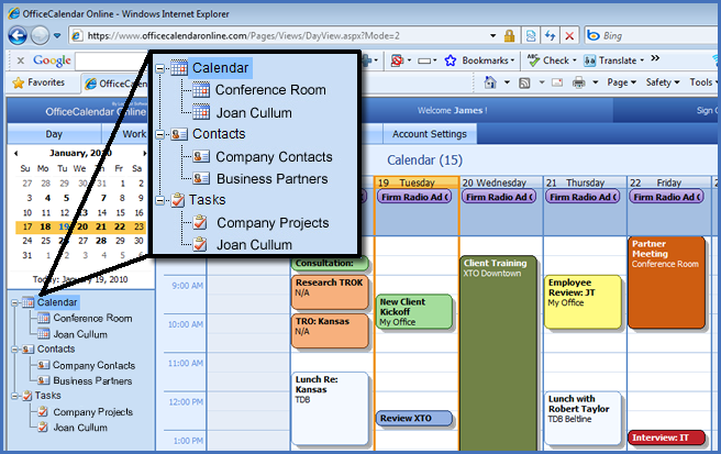 Outlook Web Access with OfficeCalendar Online