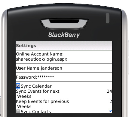 Outlook BlackBerry Sync