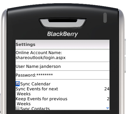 Outlook BlackBerry Sync
