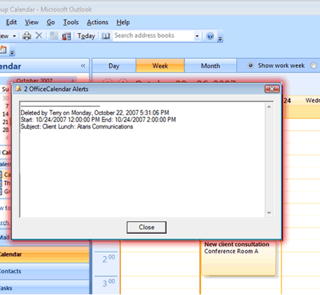 deleted appointment prompt within outlook by OfficeCalendar