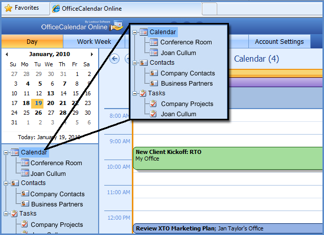 Outlook Web Access with OfficeCalendar Online