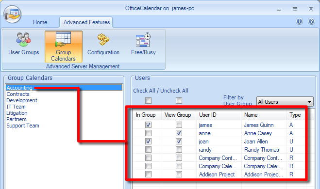 Security for Outlook group calendars