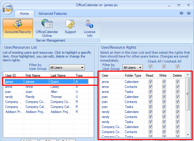 Security for sharing Outlook