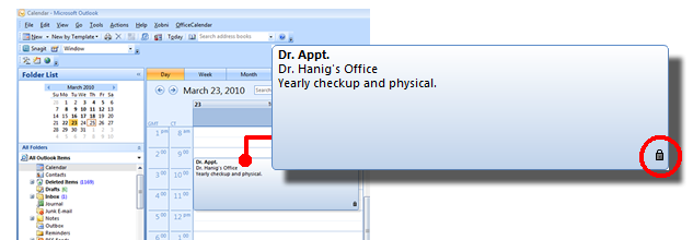 Outlook private appointment security for sharing Outlook