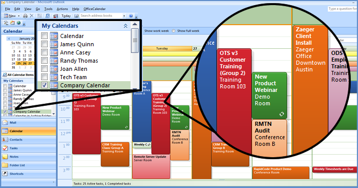 Shared Outlook Company Calendar: Week View