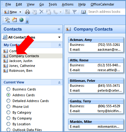 Shared Outlook Company Contacts Folder